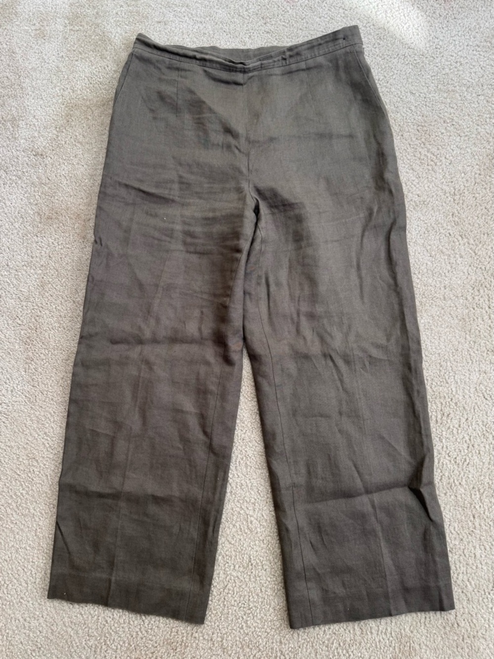 Talbots Women’s Sz 12P Brown Straight-Leg 100% linen Chinos